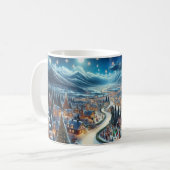Mug Village de Noël Peinture sur scène neigeuse (Devant gauche)