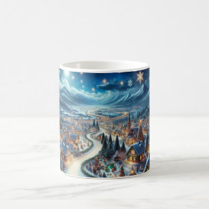 Mug Village de Noël Peinture sur scène neigeuse