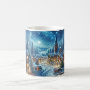 Mug Village de Noël Peinture sur scène neigeuse