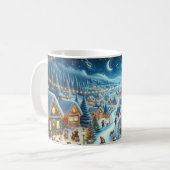 Mug Village de Noël Peinture sur scène neigeuse (Devant gauche)