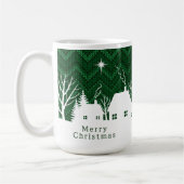 Mug Village de Noël rustique vert Chevron tricoté  (Gauche)