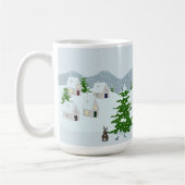 Mug Village d'hiver avec neige, lapin, écureuil et pin (Gauche)