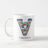 Mug Village d'hiver de Noël personnalisé Monogramme V (Gauche)