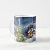 Mug Village d'hiver des sapins de Noël enneigés (Devant gauche)