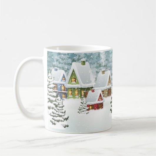 Mug Village d'hiver : paysage enneigé (Gauche)
