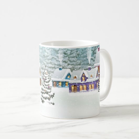 Mug Village paysage d'hiver avec maisons couvertes de  (Devant droit)