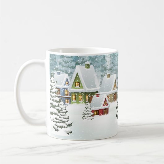 Mug Village paysage d'hiver avec maisons couvertes de  (Gauche)