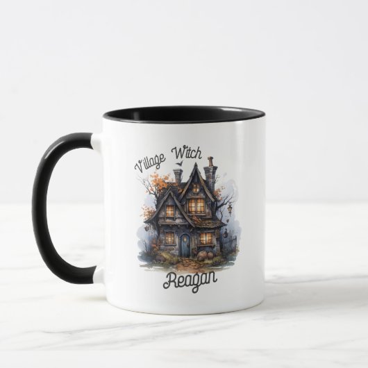 Mug Village Sorcière mignonne Maison hantée Halloween (Gauche)