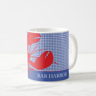 Mug Ville côtière Rouge Homard Bleu Blanc Texte person