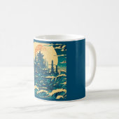 Mug Ville d'Atlantis 2 - Style Woodblock (Devant droit)
