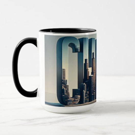 Mug Ville De Chicago Avec Réflexion De L'Eau (Gauche)