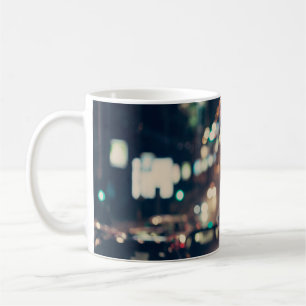 Mug Ville de nuit : Lumières floues rétro.