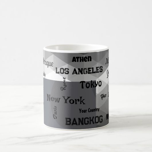 Mug ville géométrique gris bleu Mega (Centre)