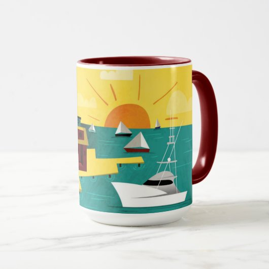 Mug Ville portuaire abstraite (Devant droit)