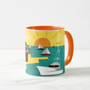 Mug Ville portuaire abstraite