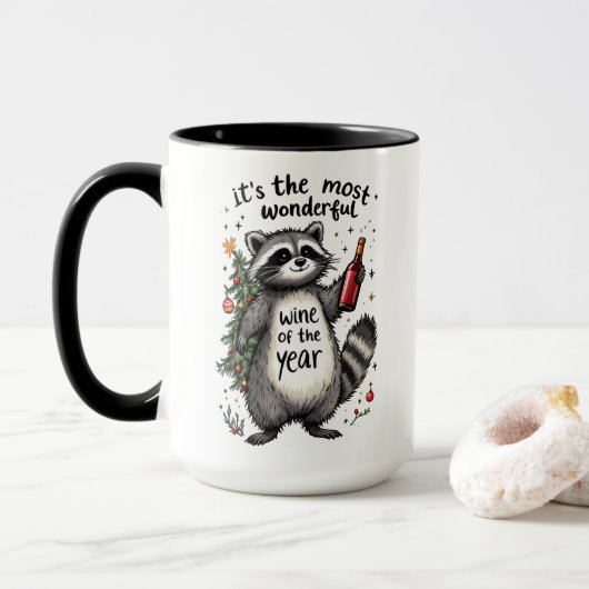 Mug Vin de l'année le plus merveilleux Raccoon (Avec donut)