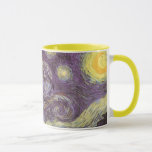 Mug Vincent van Gogh - Nuit étoilée<br><div class="desc">Starry Night (1889) de Vincent van Gogh est un post impressionnisme vintage de peinture de paysage d'art. Vue sur une ville dans une vallée la nuit avec les nuages tourbillonnants, les étoiles brillant et une belle lune jaune dorée croissant. Il a été peint pendant la journée de mémoire et est...</div>