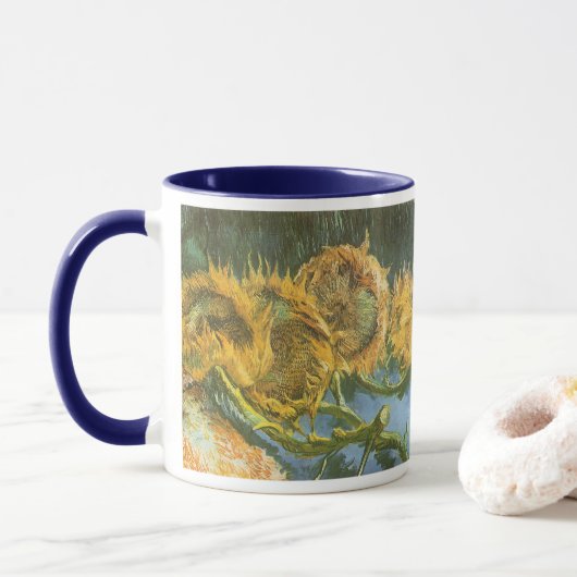Mug Vincent van Gogh - Vie morte : Quatre tournesols c (Avec donut)