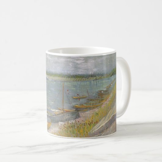 Mug Vincent van Gogh - Vue d'une rivière avec des bate (Devant droit)