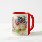 Mug Vintage 2 lapins Fêtes de Pâques (Devant droit)