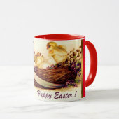 Mug Vintage 3 Poulets Et Oeufs Pâques (Devant droit)