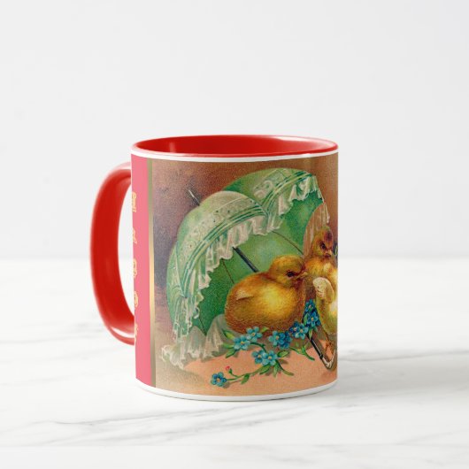 Mug Vintage 4 poulets Vacances de Pâques (Devant gauche)