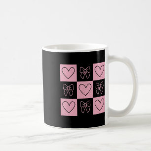 Mug Vintage à carreaux Saint Valentin Cœur Coquette Nœ