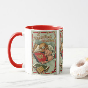 Mug Vintage Ange de la Saint-Valentin, Cupidon lisant