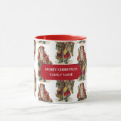 Mug Vintage Antique Noël Père Noël Nom personnalisé (Centre)