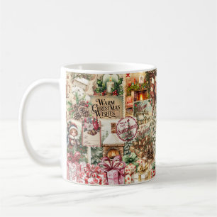Mug Vintage aquarelle Festive Noël Collage