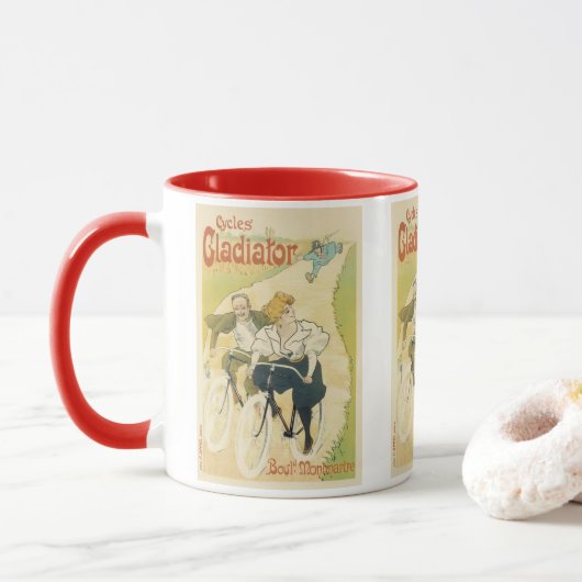 Mug Vintage Art Nouveau, Bicyclettes Gladiator Cycles (Avec donut)