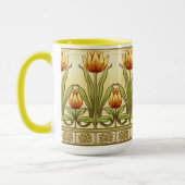 Mug Vintage Art Nouveau Tulip Flower Pattern Frieze (Gauche)