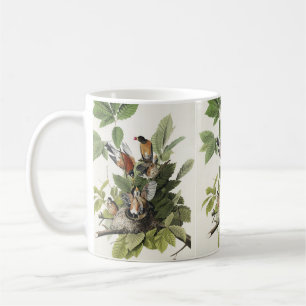 Mug Vintage Audubon Merle d'Amérique Art de Nid d'Oise