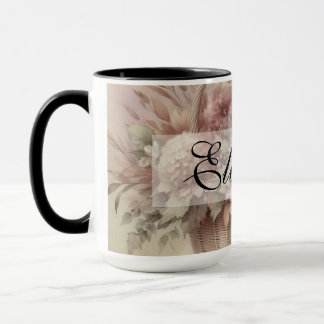 Mug Vintage Automne fleurs pastel aquarelle peinture