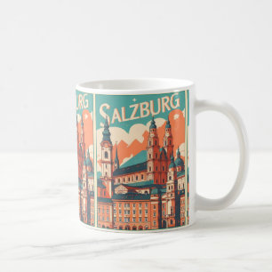 Mug Vintage Autriche capitale salzbourg vue panoramiqu