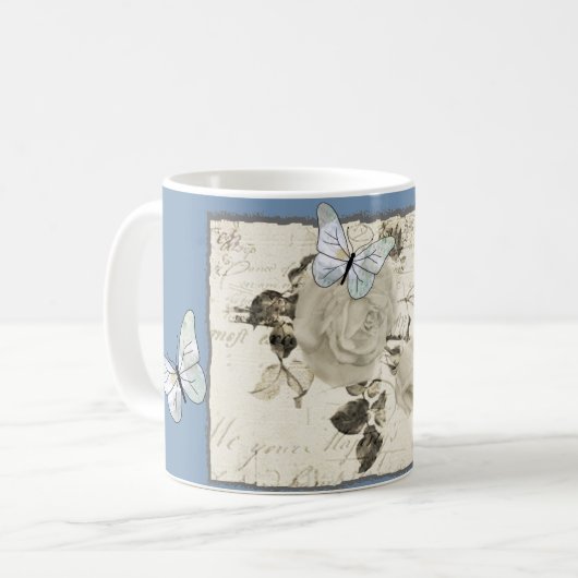 Mug Vintage avec papillons (Devant gauche)