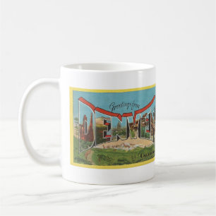 Mug vintage Big Letter DENVER, carte postale COLORADO