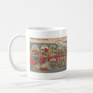 Mug vintage Big Letter OCEAN CITY, carte postale MD
