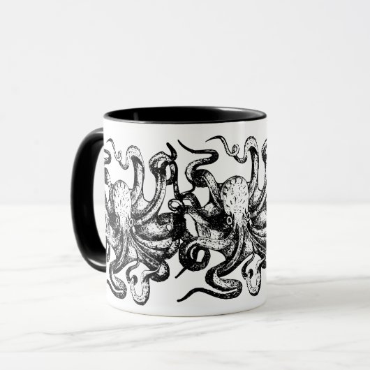 Mug Vintage Black Octopus (Devant gauche)