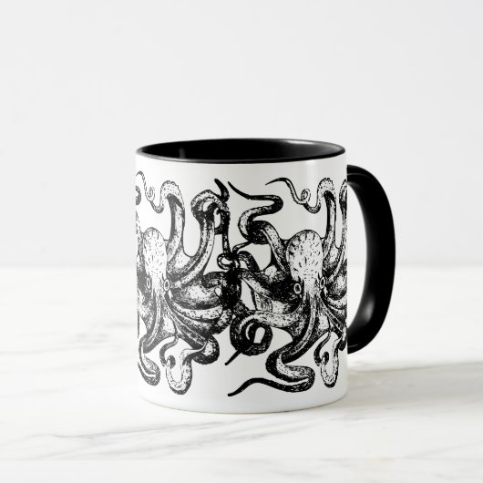 Mug Vintage Black Octopus (Devant droit)