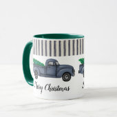Mug Vintage Bleu Arbre de Noël Camion Musique (Devant gauche)