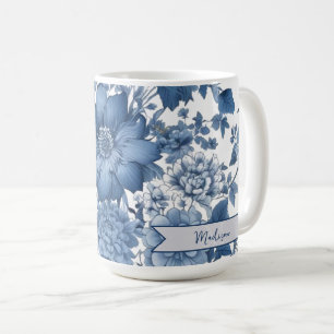 Mug Vintage bleu Chinoiserie Floral Personnalisé