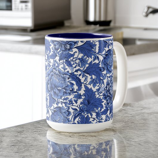 Mug Vintage bleu et blanc chintz traditionnel