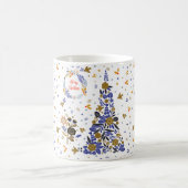 Mug Vintage bleu Noël Oiseau Fleurs Arbre (Centre)