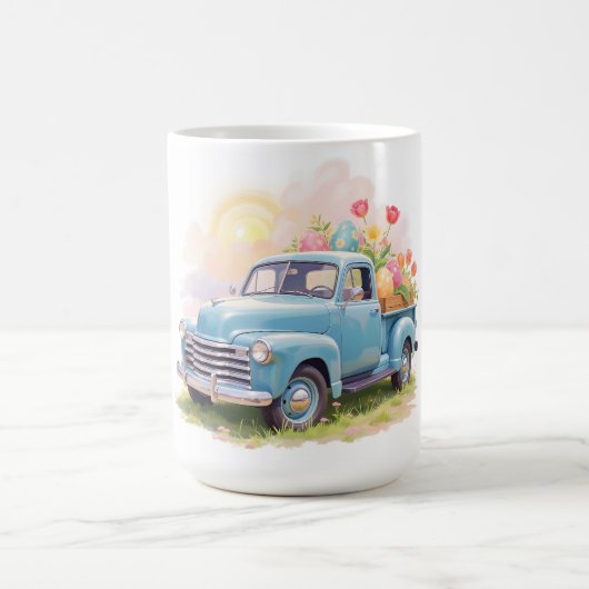 Mug Vintage Blue Truck with Easter Eggs & Tulips (Centre)