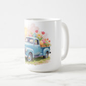 Mug Vintage Blue Truck with Easter Eggs & Tulips (Devant droit)