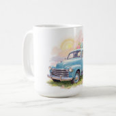 Mug Vintage Blue Truck with Easter Eggs & Tulips (Devant gauche)
