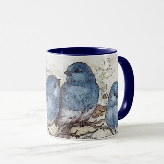 Mug Vintage bluebird illustration oiseaux mignons natu (Devant droit)