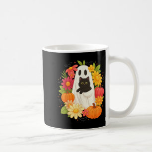 Mug Vintage Boo Halloween Fantôme Floral Chat Noir Gro