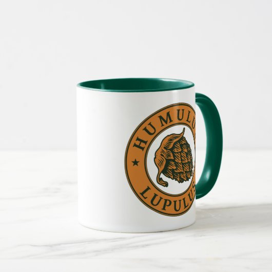 Mug Vintage Brown foncé Hop Beer Style Art (Devant droit)